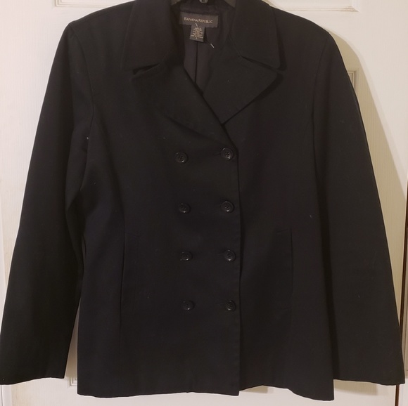 BANANA REPUBLIC Navy Pea Coat- Size L - Like New - Picture 5 of 5